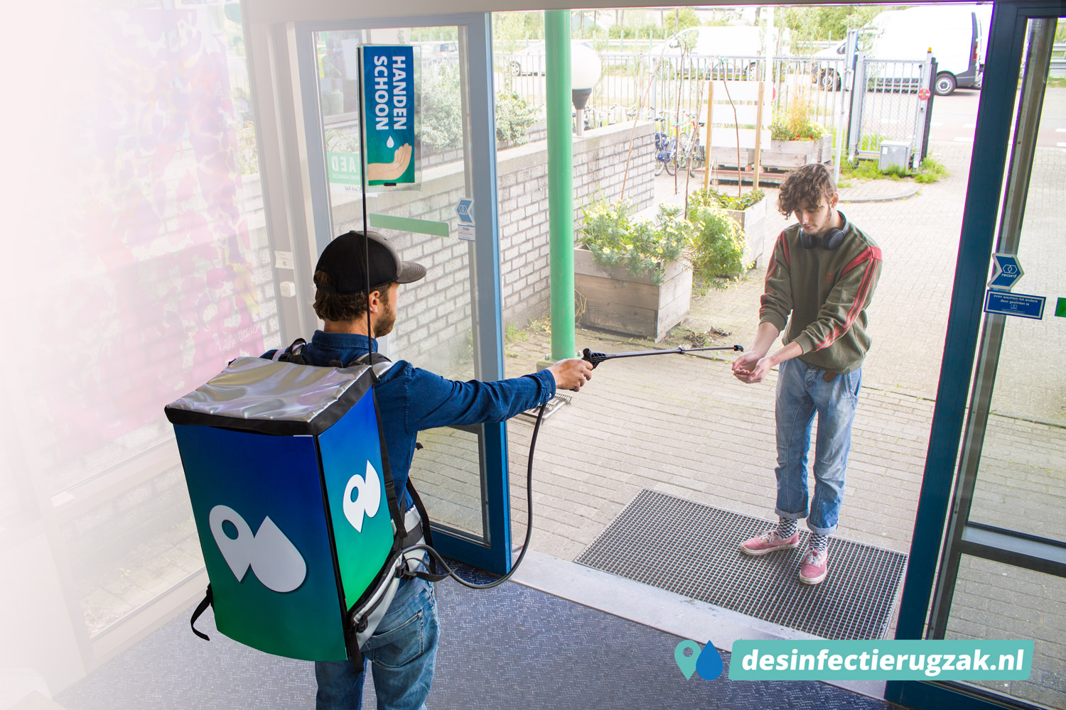 Mooie desinfectierugzak voor desinfectiemiddel